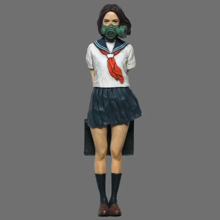 Фигурки из смолы 1:35 японская Студенческая девушка с противогаз XD203D