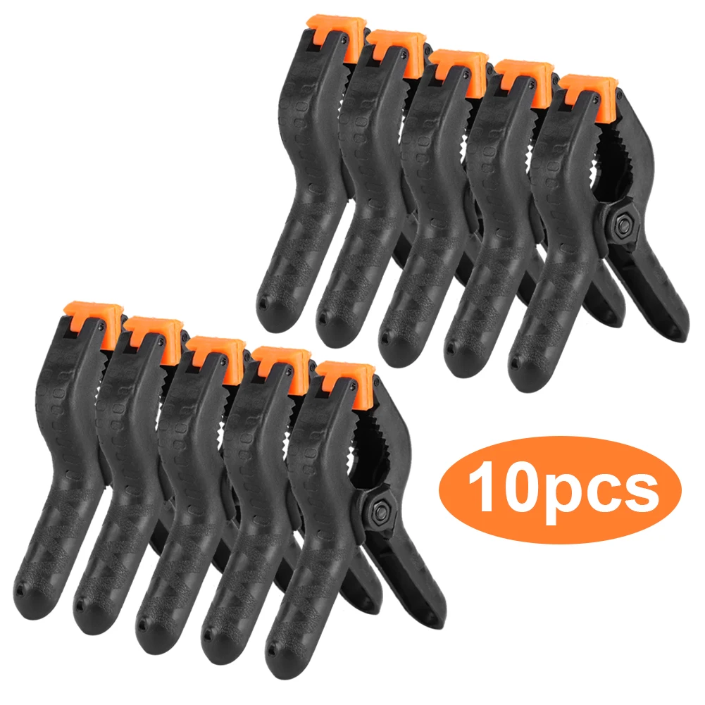 

10pcs 4inch A Type Black Multifunctional Spring Clamp Clip DIY Tools Plastic Nylon Woodworking Opening Craft Tool