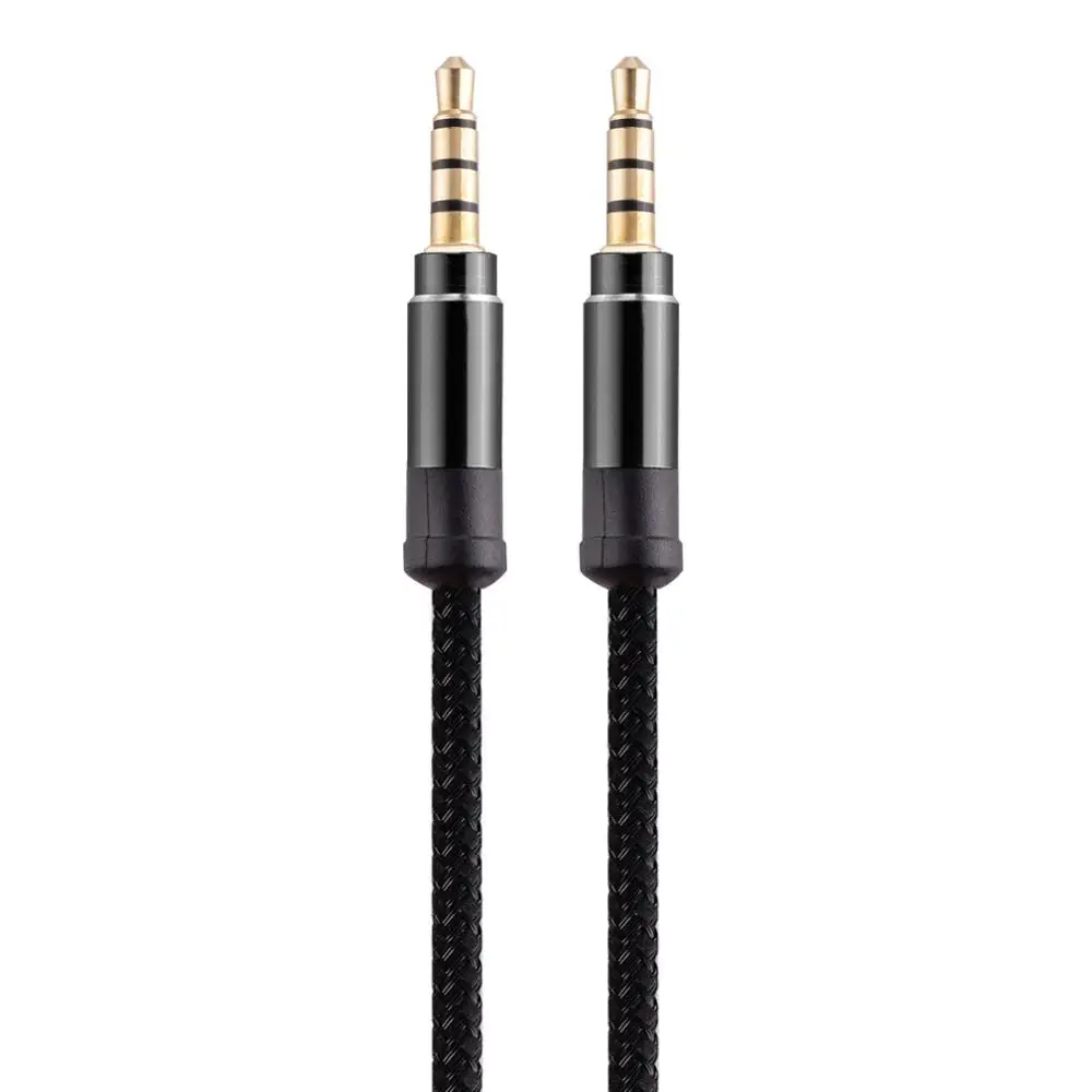 1,5 м нейлоновый аудио кабель 3,5 мм до 3,5 мм Aux кабель папа-папа кабель Золотая вилка автомобильный шнур Aux для iphone 7 для samsung для автомобиля