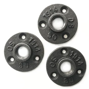 

1’’ /1/2" 3/4" Black Decorative Malleable Iron Floor Wall Flange Malleable Cast Iron Pipe Fittings Threaded Hole for Living Room