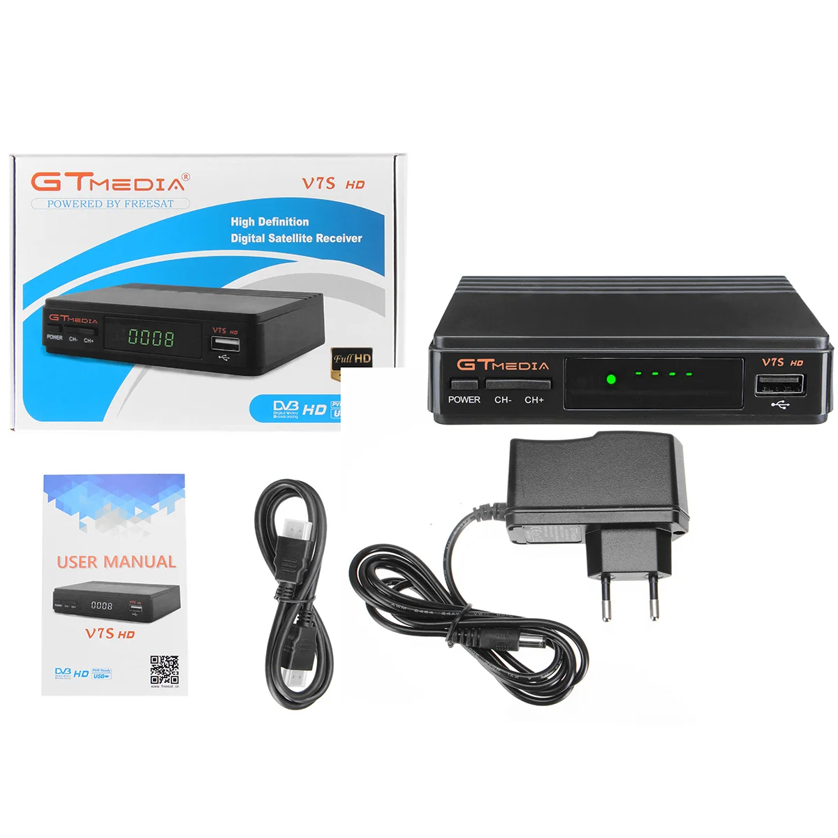 GTMEDIA FREESAT V7S DVB-S2 HD WiFi ключ powervu, biss Cccamd AVS