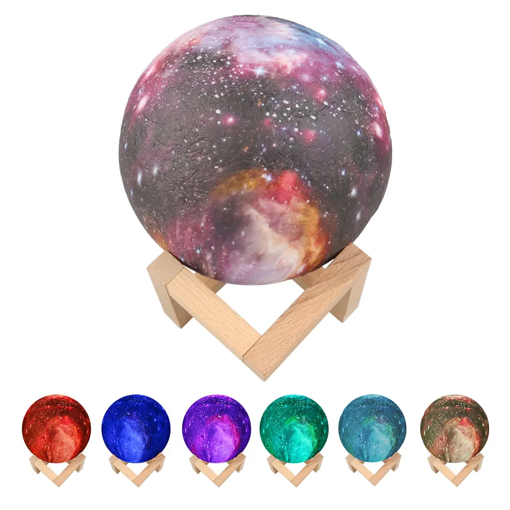 3D пластиковая лампа Stary Sky Magic Star Moon Planet перезаряжаемая цветная 3/7 цветов меняющая