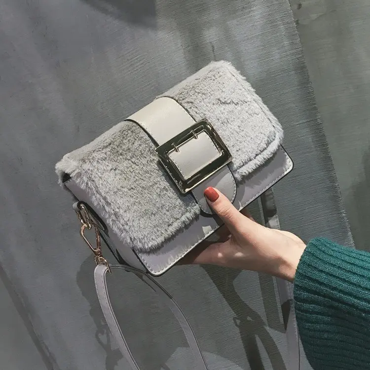

Good Quality Winter Plush Brand Designer Chain Flap Women Bag Leather Handbag Girls Messenger Tote PU Shoulder Crossbody Bolsa
