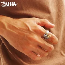 Zabra 925 стерлингов цвет серебристый, Золотой Цвет Перо предназначен для Для мужчин Для женщин любовник обручальное кольцо Винтаж панк ретро Стиль Для женщин ювелирные изделия