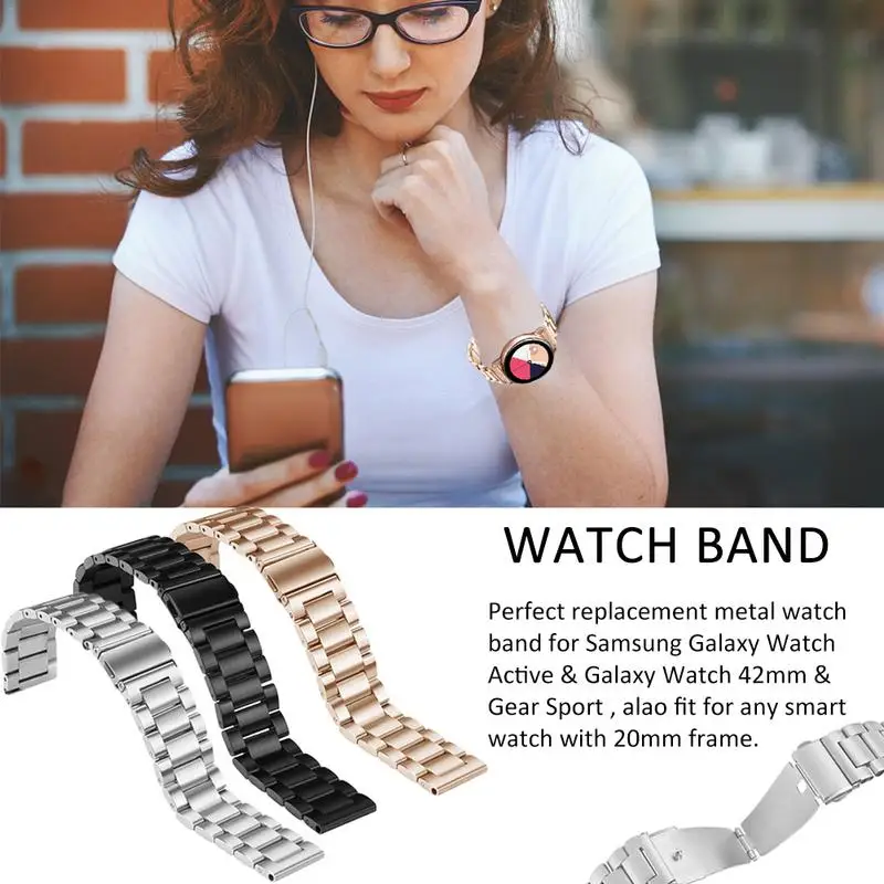 

NEW Arrival 20mm Quick Release Watch Strap For Samsung Galaxy Watch Active Bands Stainless Steel Metal Bands Replacement