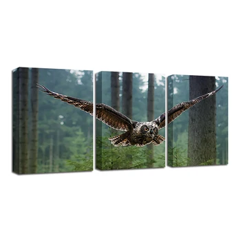 

Canvas Home Wall Art Framework Decoration 3 Pieces Flying Owl Paintings For Living Room Forest Animals Poster shipped 24 hour