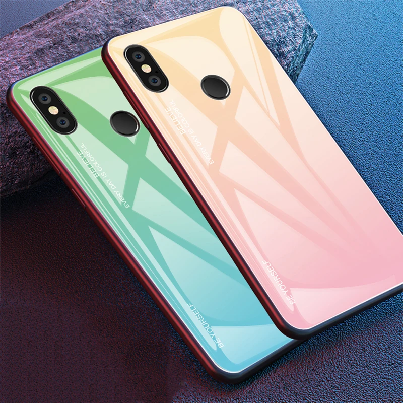 Градиентный чехол из закаленного стекла для Xiaomi Mi9SE A1 A2 A3 Lite Redmi 7A K20 Pro Note 8 7 6 5 Pro 5 Plus, защитный чехол на заднюю панель