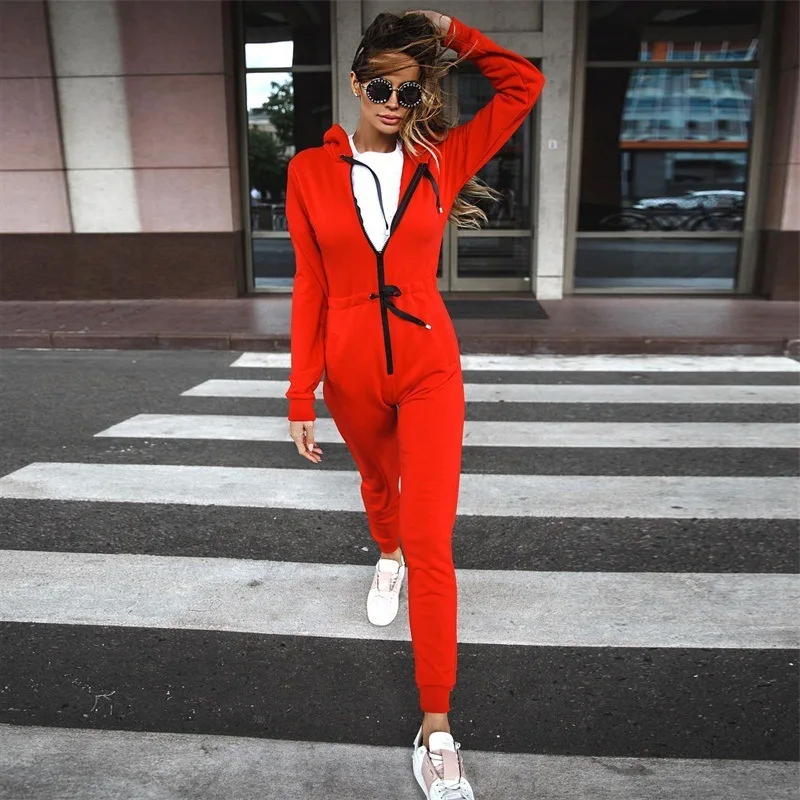 

2019 Sport Jumpsuit Gym Woman Sportswear Red Unique Autumn Women Tracksuit Fitness Sports Suit Female Siamese Trousers S