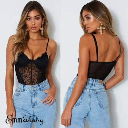 HIRIGIN Women Sexy Ladies Lace Bodysuit Stretch Leotard Sleeveless Tops shirt Jumpsuit Bodysuit HIRIGIN Women Sexy Ladies Lace Bodysuit Stretch Leotard Sleeveless Tops shirt Jumpsuit Bodysuit