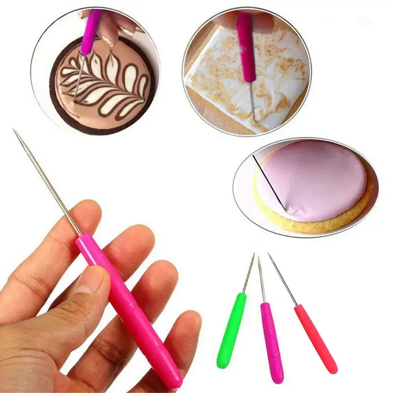 

Fondant Cookie Venting Needle Frosting Stainless Steel Stirring Frosting Fine Bar Sugar Embossing Marking Pin DIY Mold Tools