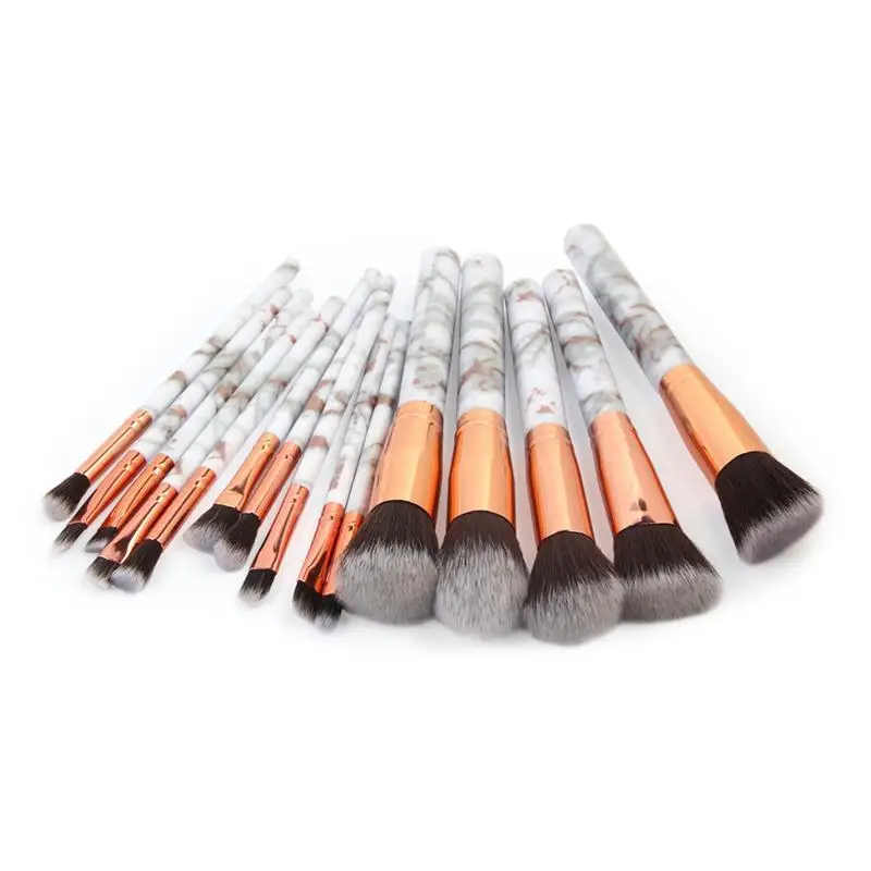 

15 pcs Marble Pattern Makeup Brushes Cosmetic Powder Foundation Eyeshadow Lip For Plastic Handle Brushes Set