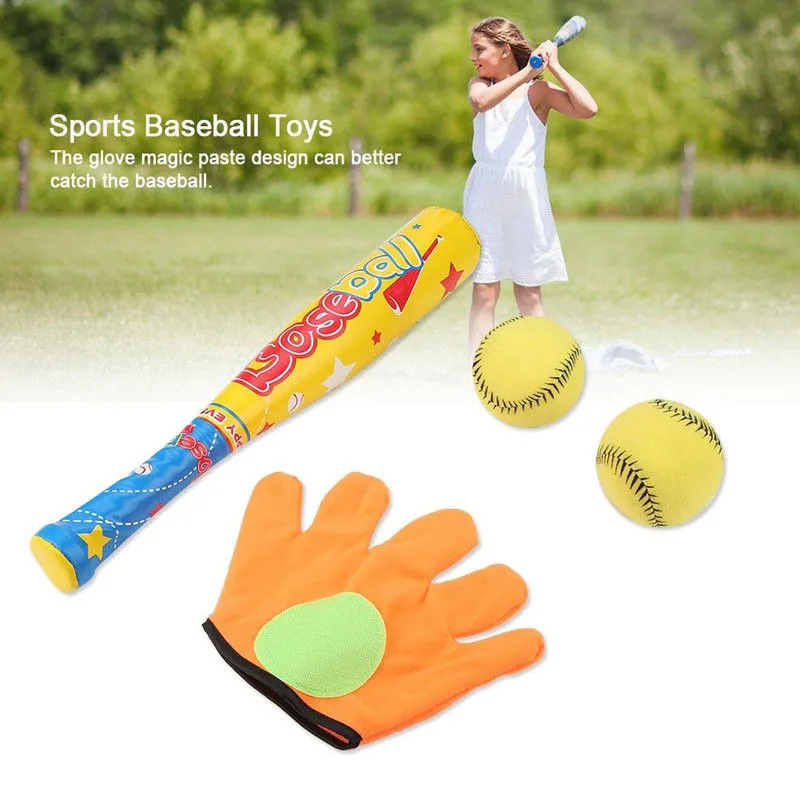 Baseball Bat Glove And Soft Ball Safety Colorful Sports Toy Set For