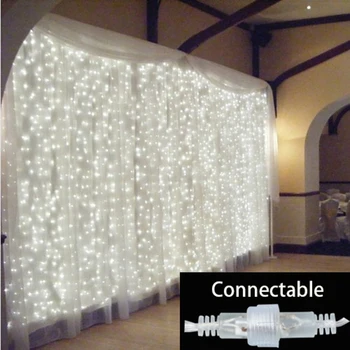 

3m X 3m Outdoor Connectable Led String Lights Fairy Christmas Light Wedding Xmas Garland Garden Party Curtain Decor Waterproof