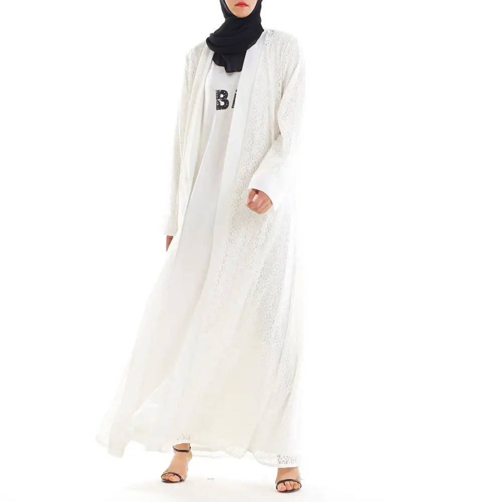 2019 Весна abaya женский кружевной Макси открытый кардиган мусульманский ислам Дубай