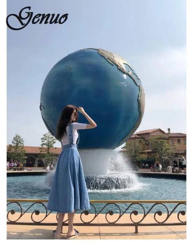 Women Denim Dress 2018 Fashion Single Breasted Spaghetti Strap Jean Dress Women Tunic Big Hem Backless Dress Vestidos