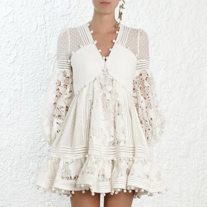 

Self Portrait new Sexy Deep V Neck Lace beach sukienki Patchwork Embroidery Party Dress Vestidos verano robe femme