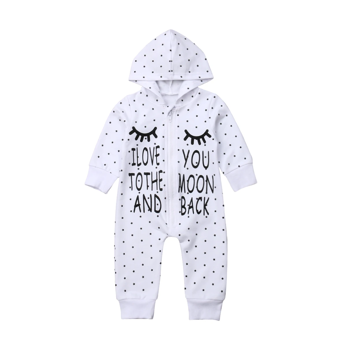 

2019 Brand New Newborn Infant Kids Baby Girls Boys Casual Romper Letter Sleeping Eyes Long Sleeve Zipper Hooded Autumn Jumpsuit