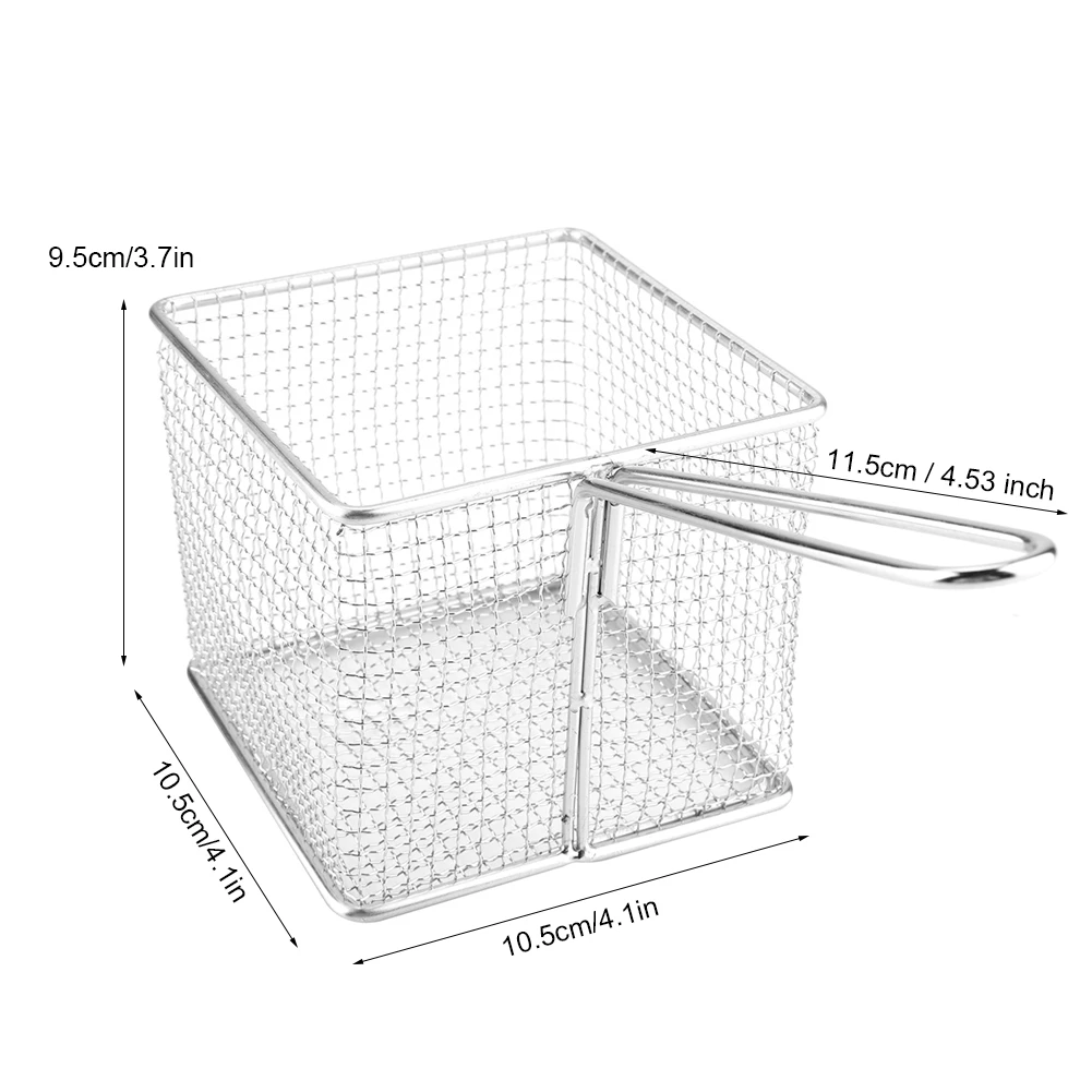 Мини-Жарка из нержавеющей стали, корзины для приготовления пищи, небольшие квадратные жарки фри, хлебные корзины для закусок, чип для приготовления пищи, ситечко для презентаций Baskek