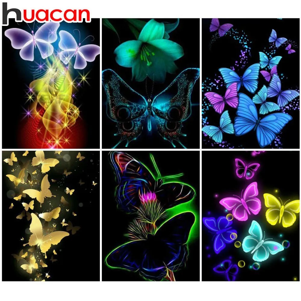 

HUACAN 5D Diy Full Square Diamond Embroidery Animal Mosaic Butterfly Gift Rhinestone Diamond Painting Home Decoration