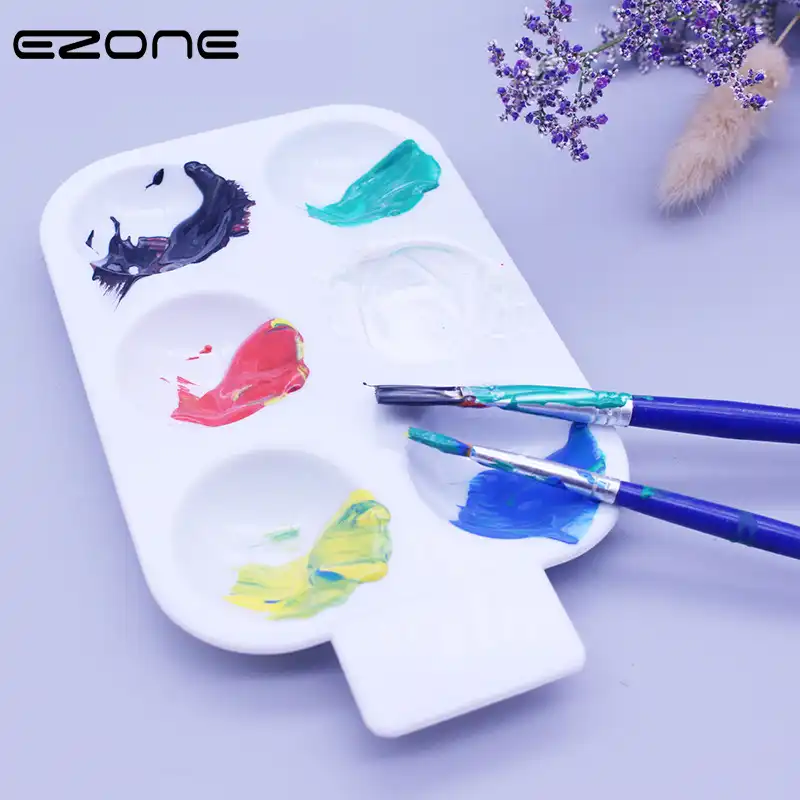 Ezone 6 شبكات Paletter للوحة الألوان المائية لون الحلوى دائرة Paletters النفط الغواش الاكريليك رسم صينية البليت الفن العرض Aliexpress