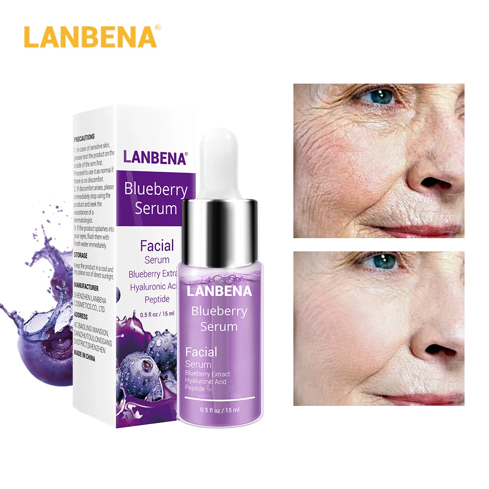 Lanbena Blueberry Hyaluronic Acid Serum Essence Oil Moisturizing Reduces Fine Lines Whitening Anti-aging Anti Wrinkle Skin Care