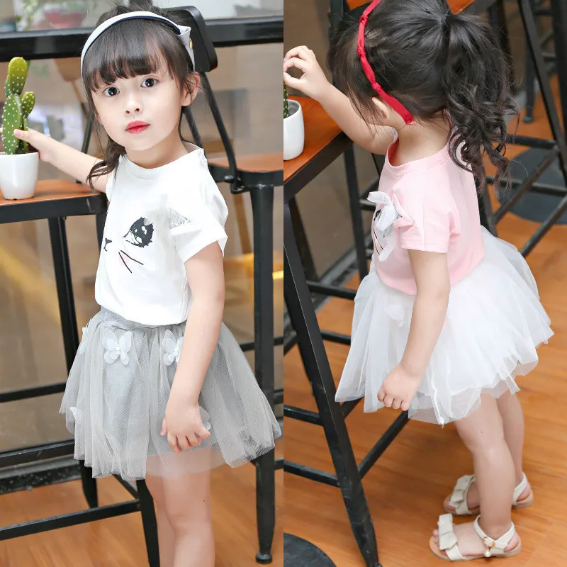 Girls Summer New Baby Girls Clothing Sets Fashion Style Cute Cat T-Shirts+ Butterfly Mesh Ball Gown Skirt 2Pcs Girls Clothes Girls Summer New Baby Girls Clothing Sets Fashion Style Cute Cat T-Shirts+ Butterfly Mesh Ball Gown Skirt 2Pcs Girls Clothes