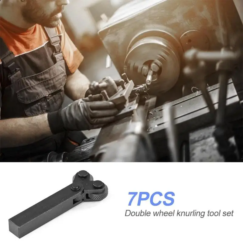 

7pcs Steel Dual Wheel Knurling Tool Set with Diagonal Linear Knurl Wheel 0.5mm 1mm 2mm Pitch Linear Pitch Knurl Set Lathe Cutter