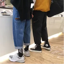 Новинка года, весенне-летние корейские повседневные мужские модные однотонные узкие джинсовые штаны для уличного бега