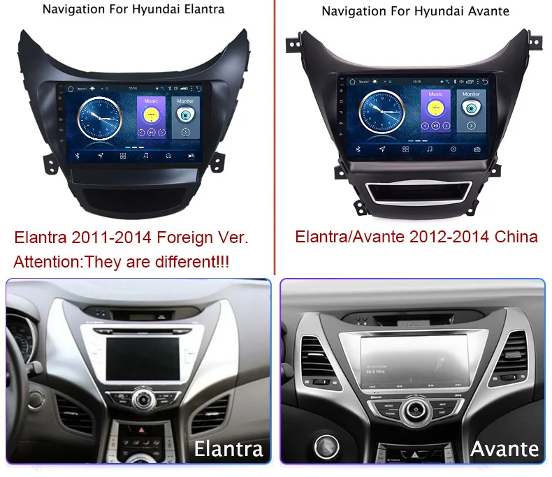 Discount 9 inch Android 8.1 car dvd gps navigation For Hyundai Elantra 2011-2014 Korea Version multimedia system 2