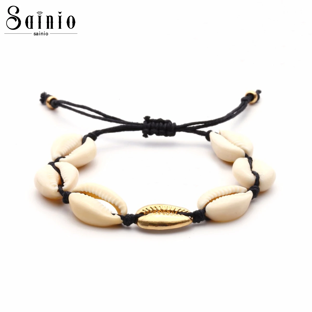 

Sainio Bohemian Natural Cowrie Shells Bracelet Adjustable Handwoven Sliver Gold Color Shell Friendship Bracelets Women Jewelry