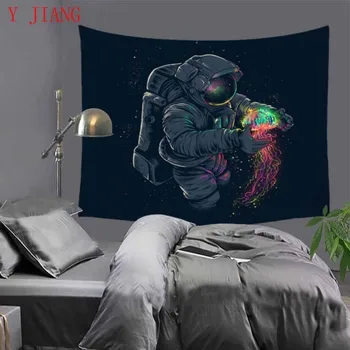 

Astronaut Tapestry Night Scenry Decoration Plant Flowers Wall Carpet Home Decor Hanging Living Printing Wall 230x180cm