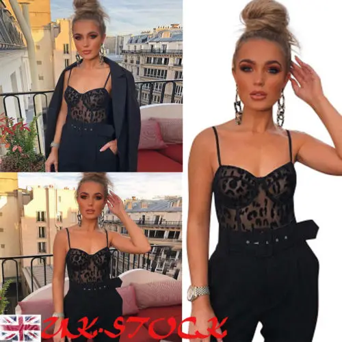 

Women Bodycon Bodysuit Ladies V Neck Lace Leotard Jumpsuit Vest One Piece Suit Swimwear
