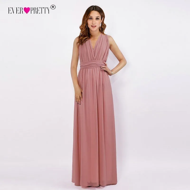 Длинные шифоновые платья подружки невесты Ever Pretty многоканальное платье с
