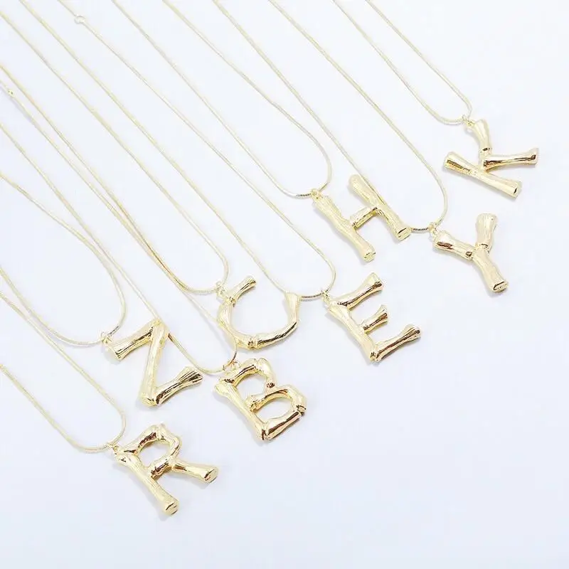 

Shineland Exaggerated 2019 Hip Hop Rock Gold Color Jewelry Metal Letters Pendant Fashion Temperament lava alphabet necklace