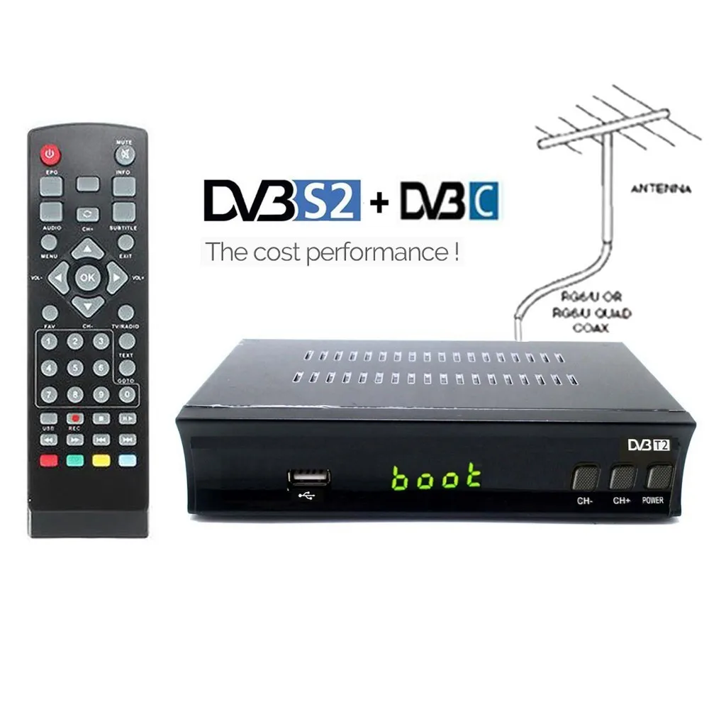 

FTA DVB-T2 DVB-C Tuner Receptor Digital TV Box dvb t2 Convertor Receiver 1080P Wifi youtube IPTV M3u HD Media Player Set Top Box