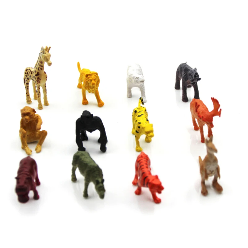 12X Пластиковые Фигурки сафари для зоопарка, джунгли, дикие животные, Детские вечерние игрушки, наполнитель для сумки, новинка