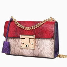 Женские сумки через плечо из змеиной кожи, роскошные женские сумки, дизайнерские женские сумки на цепочке с клапаном, Дамский клатч на плечо