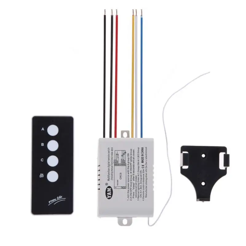 

220V 3 Way Wireless Remote Control Switch Digital ON/OFF Remote Control Receiver Transmitter Switch for Lamp Light within 20M