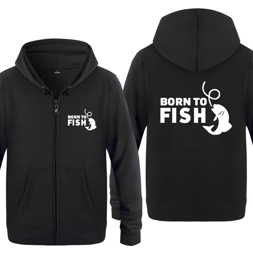 buy Born To Fish Creative Novelty Sweatshirts Men 2018 Mens Zipper Hooded Fleece Hoodies Cardigans