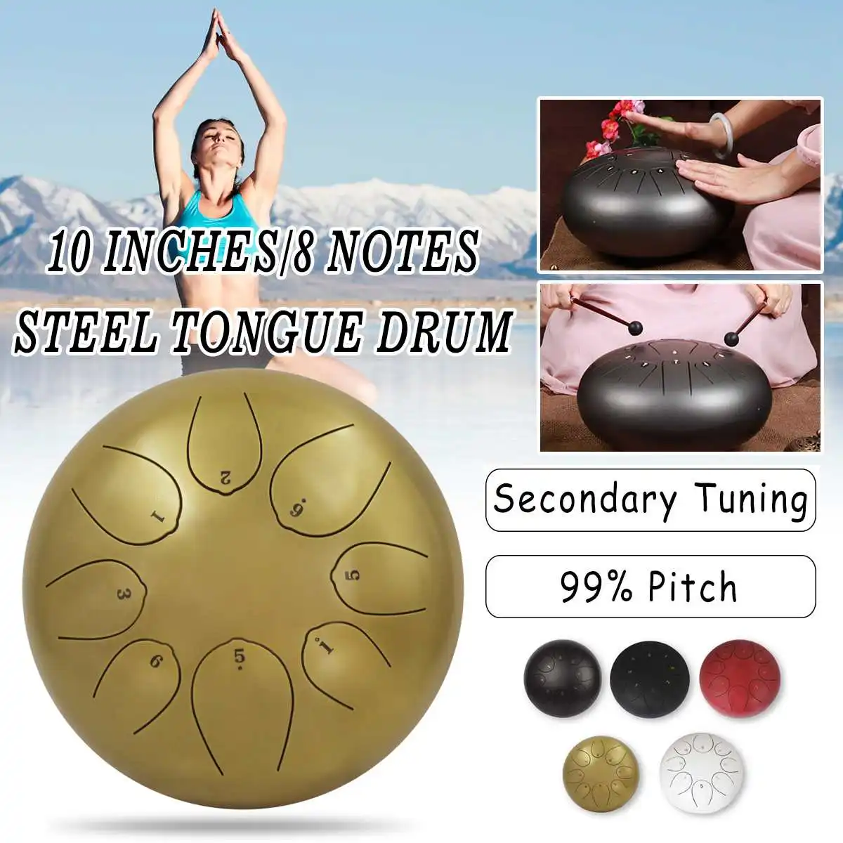 

10'' Mini Steel Tongue Drum 8 Notes Handpan Drum Tankdrum Hand Drum With Mallets Storage Bag for Adult Percussion Instruments