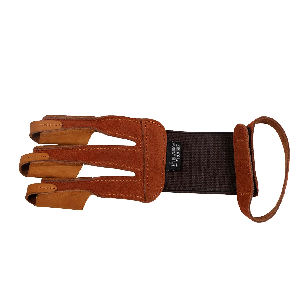 

1 Pcs Soft Archery Hand Finger Protector 3 Finger Glove Bow for Hunting Shooting Protection Brown