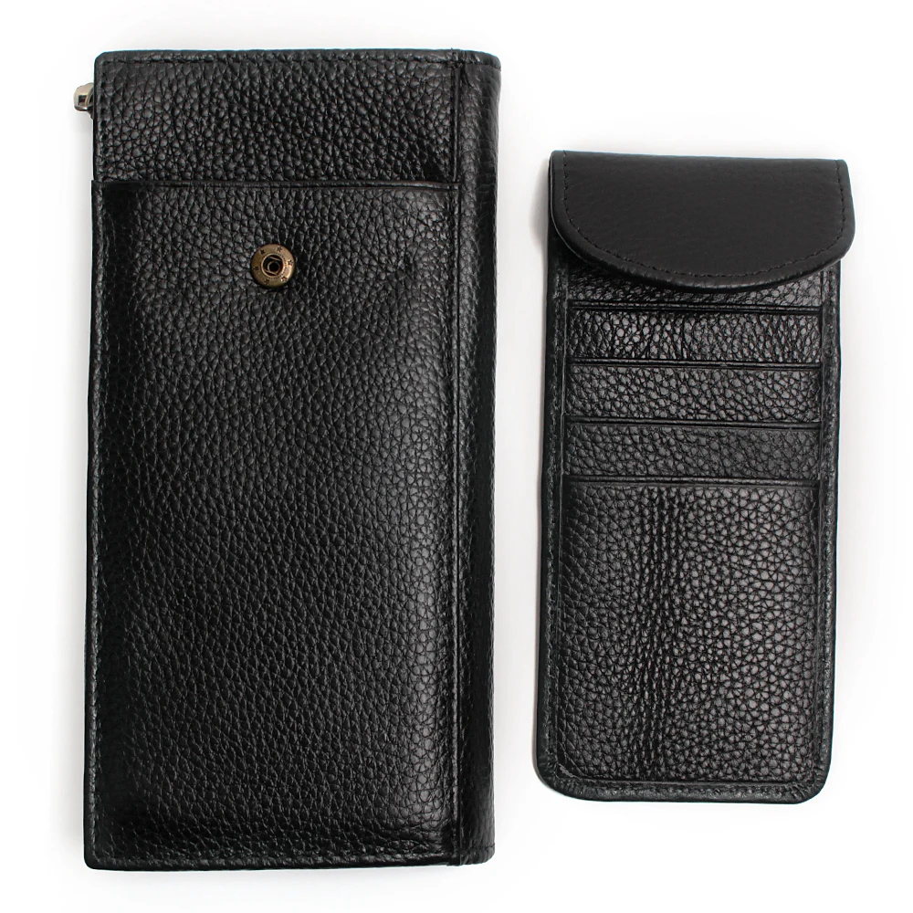 Настоящий кошелек из натуральной кожи с сумочкой для телефона, кошелек, держатель для карт, черный цвет, мужские винтажные кошельки