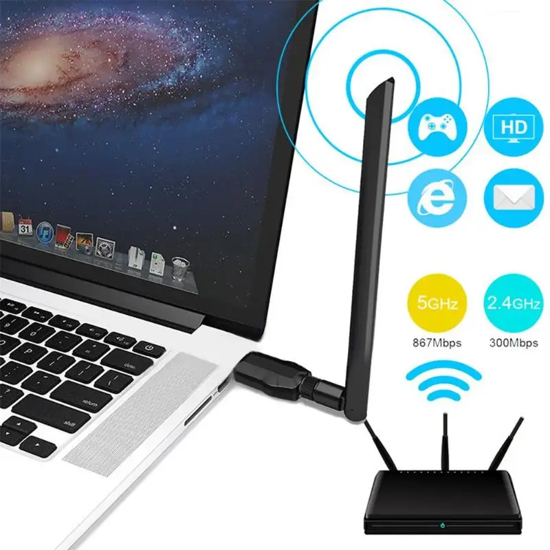 M-1200Z USB 3,0 WiFi адаптер 1200 Мбит/с(2,4 ГГц/5,8 ГГц Беспроводной сетевой карты внешний интеллектуальная антенна для Windows XP/Vista/7/8/10