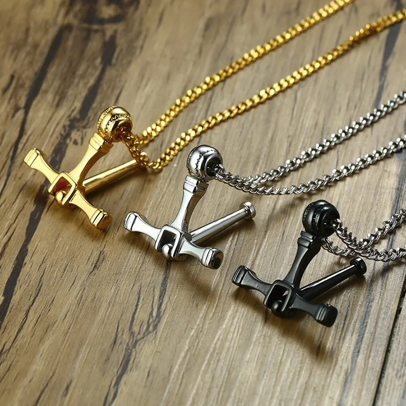 Vnox, гибкая бейсбольная бита, ожерелья с крестом для мужчин и женщин, Черное золото, тон, нержавеющая сталь, стильный, Христос, молитва, спортивная подвеска