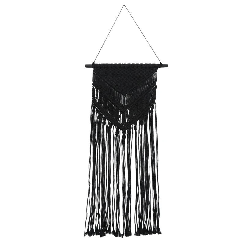 

Macrame Wall Hanging Woven Tapestry Minimalist Home Decor, Black,35cmx95cm