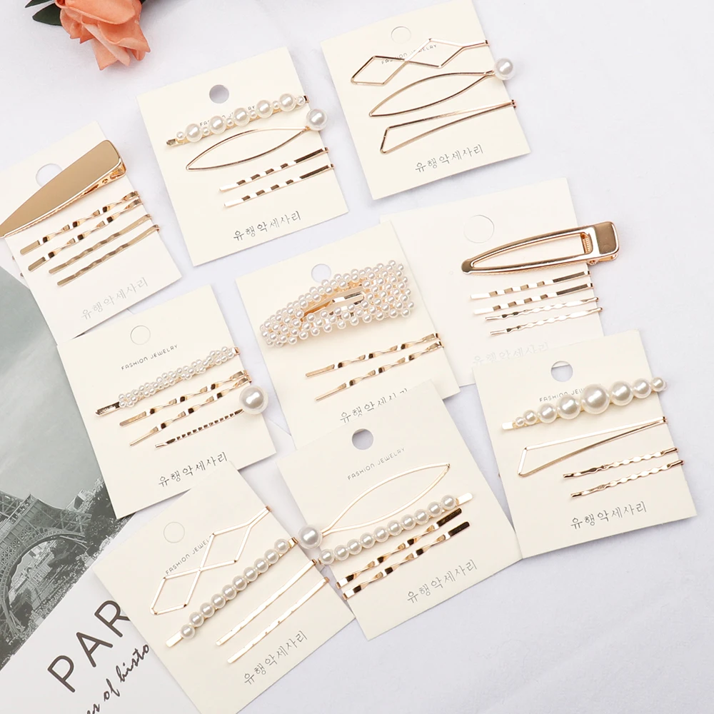 

Xugar 1 Set Hair Accessories Hair Clips for Women Irregular Gold Color Metal Pearl Hairpins for Hair Barrettes Korean Fashion