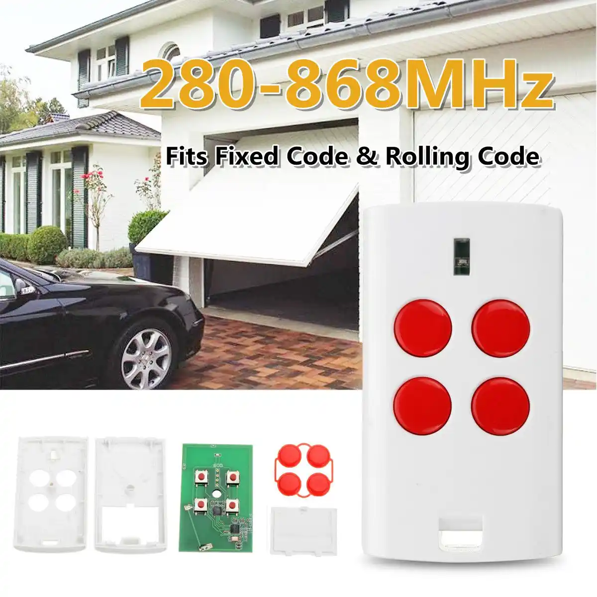 Red Universal Garage Door Open Multi Remote 280 868mhz Fits Fixed