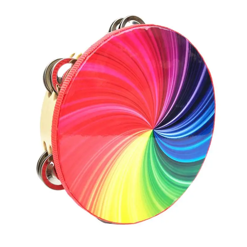 

Orff Percussion Instrument 8 Inch Double Row Colorful Tambourine Rainbow Tambourine Hand Drums Stage Props