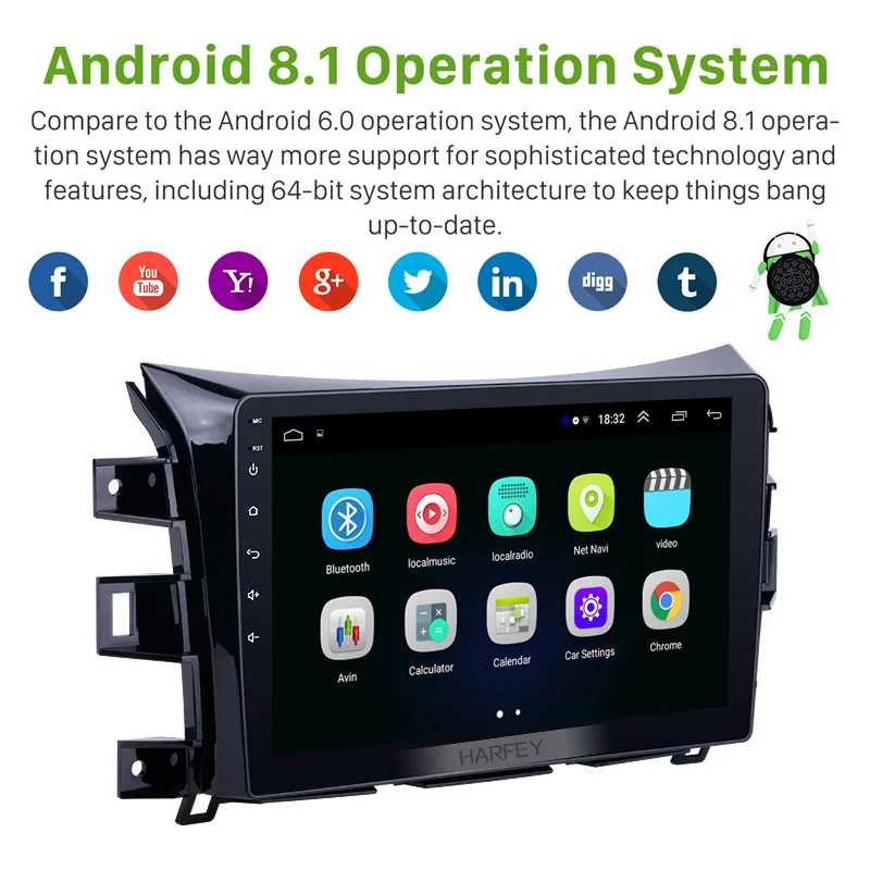 Автомобильный мультимедийный плеер Harfey Android 8 1 GPS для Nissan NAVARA Frontier NP300 Renault Alaskan 10