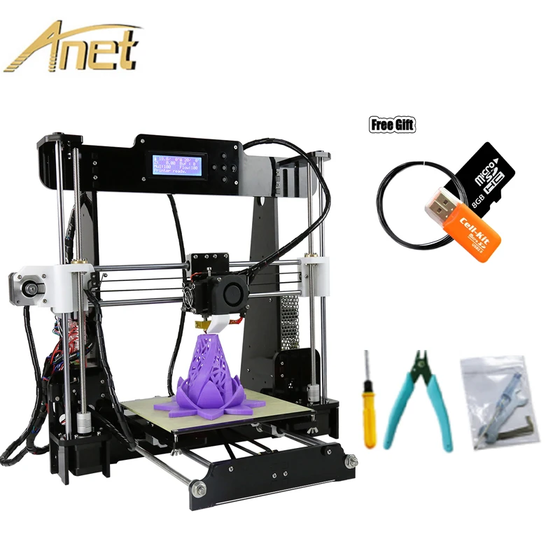 

Anet 3d Printer Auto Leveling A8 3D Printer Included Free ABS/PLA Filament, 0.4mm Extrude Nozzle, Tools, Auto Level Sensor